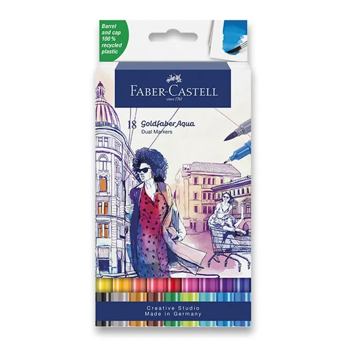 Hauptbild des Produkts Popisovač Faber-Castell 164618 Goldfaber Aqua Dual Marker sada, 18 barev