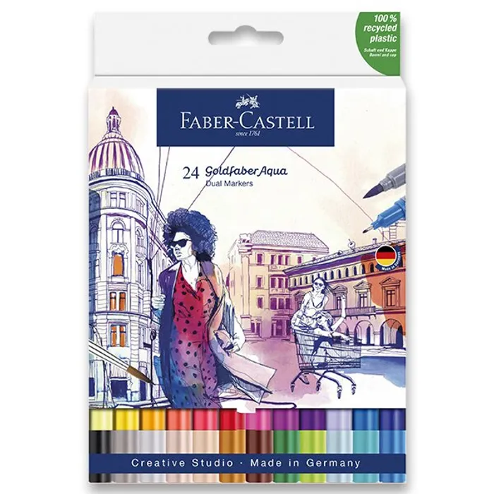 Hauptbild des Produkts Popisovač Faber Castell 164624 Goldfaber Aqua Dual Marker sada 24 barev