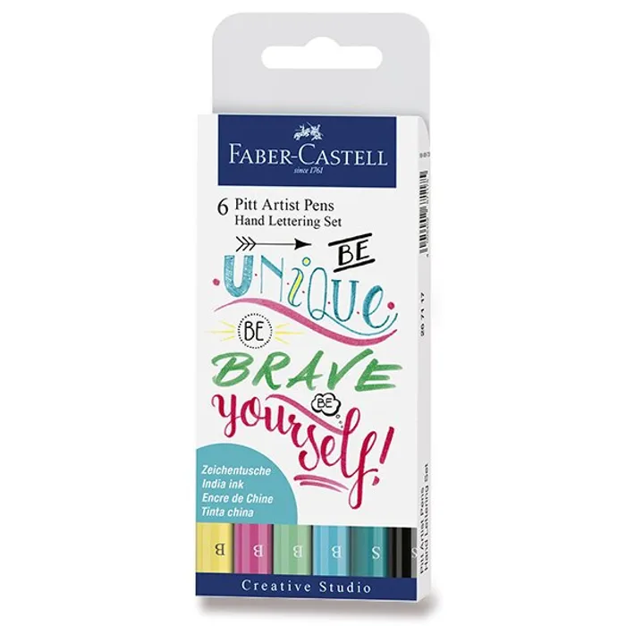 Hauptbild des Produkts Popisovač Faber-Castell 267116 Pitt Artist Pen Hand Lettering 6 kusů, pastelová sada
