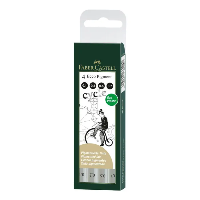 Hauptbild des Produkts Popisovač Faber-Castell Ecco Pigment sada 4 ks, černé, liché hroty