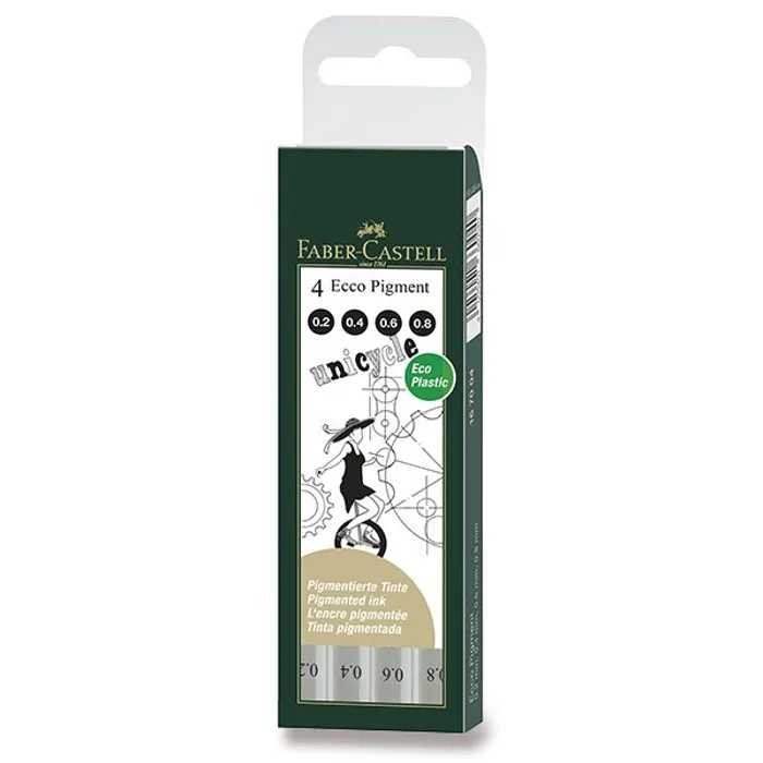 Hauptbild des Produkts Popisovač Faber-Castell Ecco Pigment sada 4 ks, černé, sudé hroty