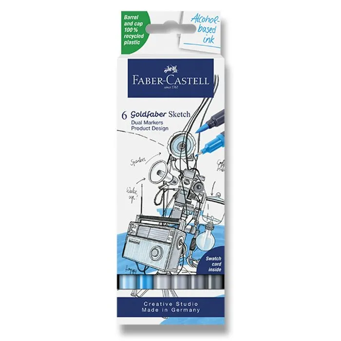 Hauptbild des Produkts Popisovač Faber-Castell Goldfaber Sketch Dual Marker Product Design sada, 6 barev