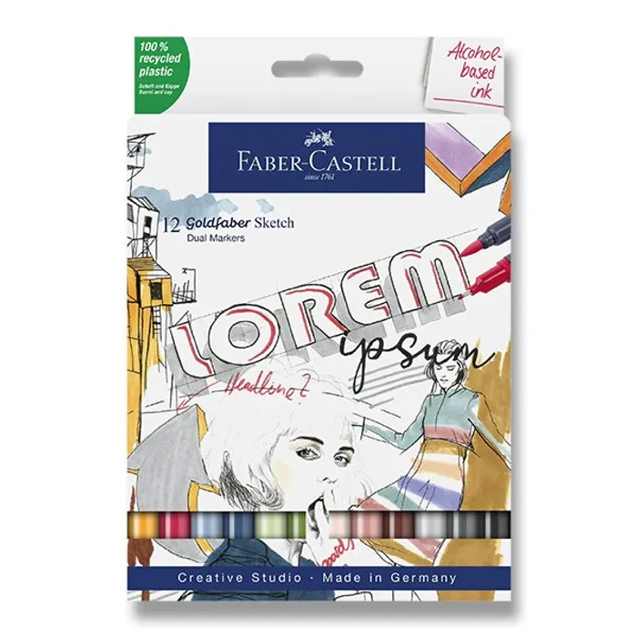 Hauptbild des Produkts Popisovač Faber-Castell Goldfaber Sketch Dual Marker sada, 12 barev