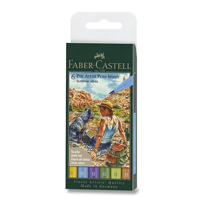 Hauptbild des Produkts Popisovač Faber-Castell Pitt Artist Pen Brush 6 ks, hrot B, letní odstíny