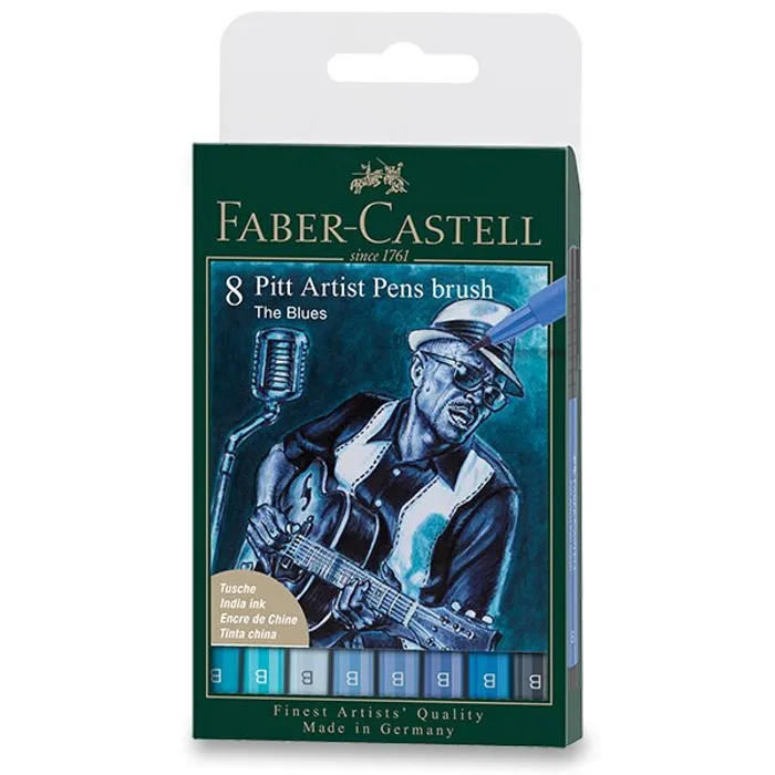 Hauptbild des Produkts Popisovač Faber-Castell Pitt Artist Pen Brush Blues sada 8 ks, hrot B