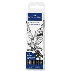 Marker Faber-Castell Pitt Artist Pen Comic schwarz, 4 Stk