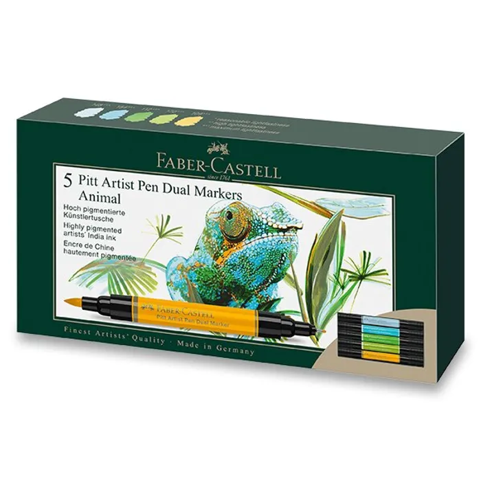 Hauptbild des Produkts Popisovač Faber-Castell Pitt Artist Pen Dual Marker Animal sada 5 ks