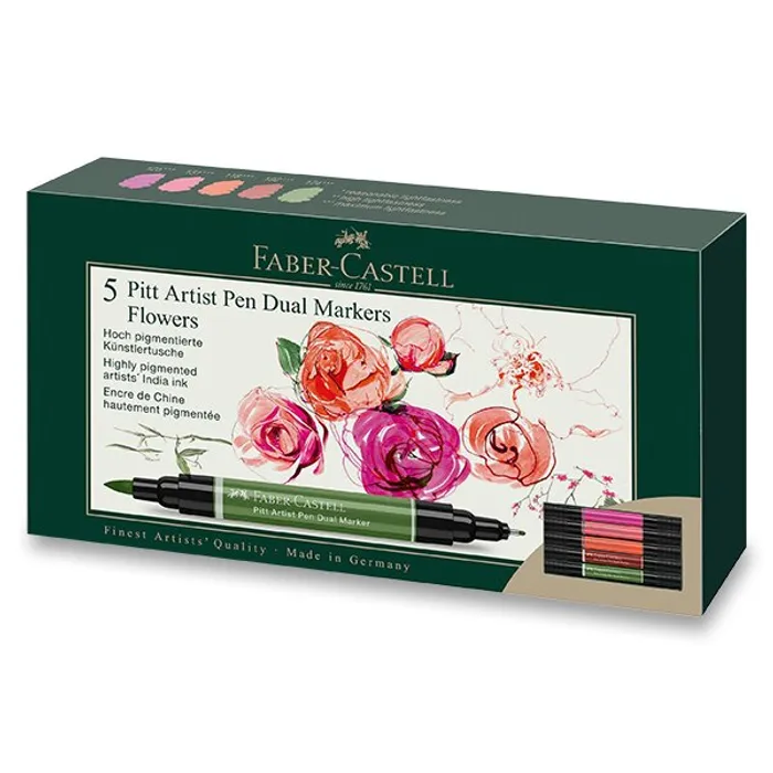 Hauptbild des Produkts Popisovač Faber-Castell Pitt Artist Pen Dual Marker Flowers sada 5 ks