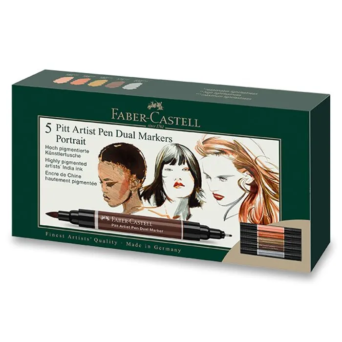 Hauptbild des Produkts Popisovač Faber-Castell Pitt Artist Pen Dual Marker Portrait sada 5 ks