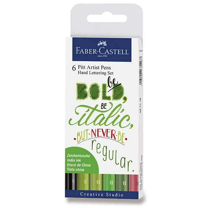 Hauptbild des Produkts Popisovač Faber-Castell Pitt Artist Pen Hand Lettering 6 kusů, zelená sada