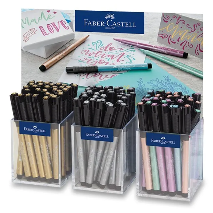 Hauptbild des Produkts Popisovač Faber-Castell Pitt Artist Pen Metallic stojánek, 90 ks