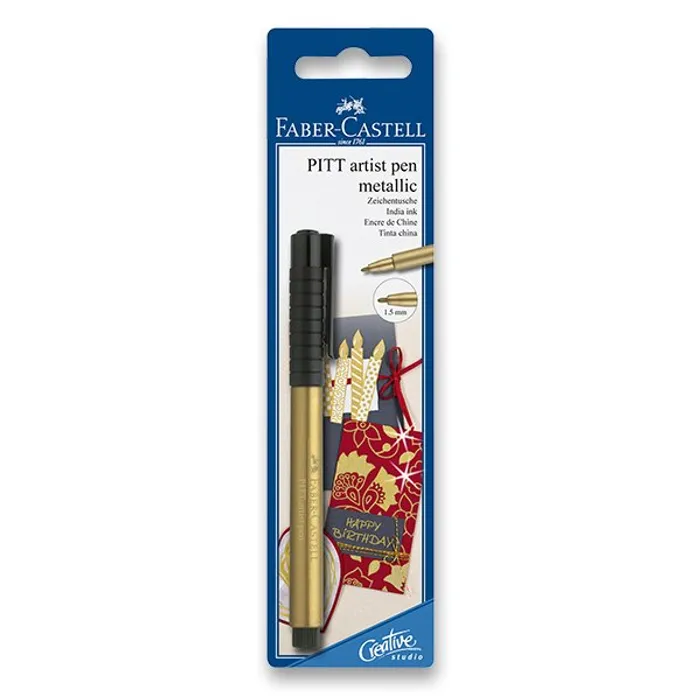 Hauptbild des Produkts Popisovač Pitt Artist Pen Metallic BL 1ks, zlatá Faber Castell (167397)
