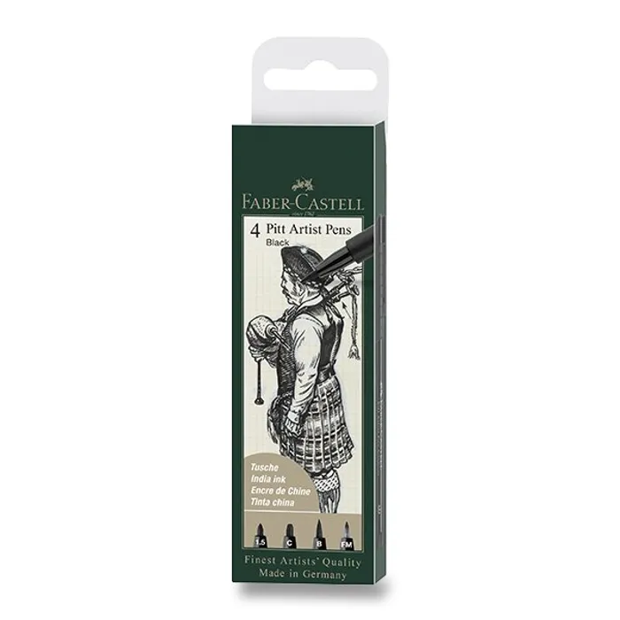 Hauptbild des Produkts Popisovač Faber-Castell Pitt Artist Pen sada 4 ks, 1,5 mm, C, B, FM, černý