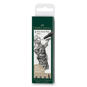 Faber-Castell 167100 Pitt Artist Pen 4er-Set, S, F, M, B, schwarz