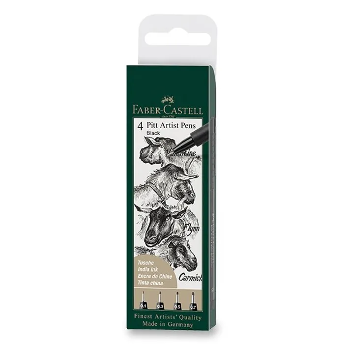 Hauptbild des Produkts Popisovač Faber-Castell Pitt Artist Pen sada 4 ks, XS, S, F, M, černé