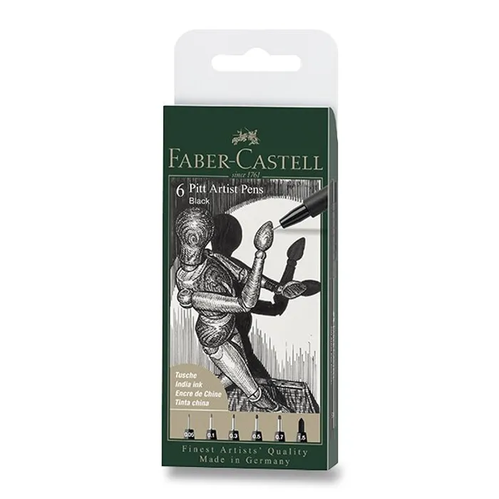 Hauptbild des Produkts Popisovač Faber-Castell Pitt Artist Pen sada 6 ks, různé hroty, černý