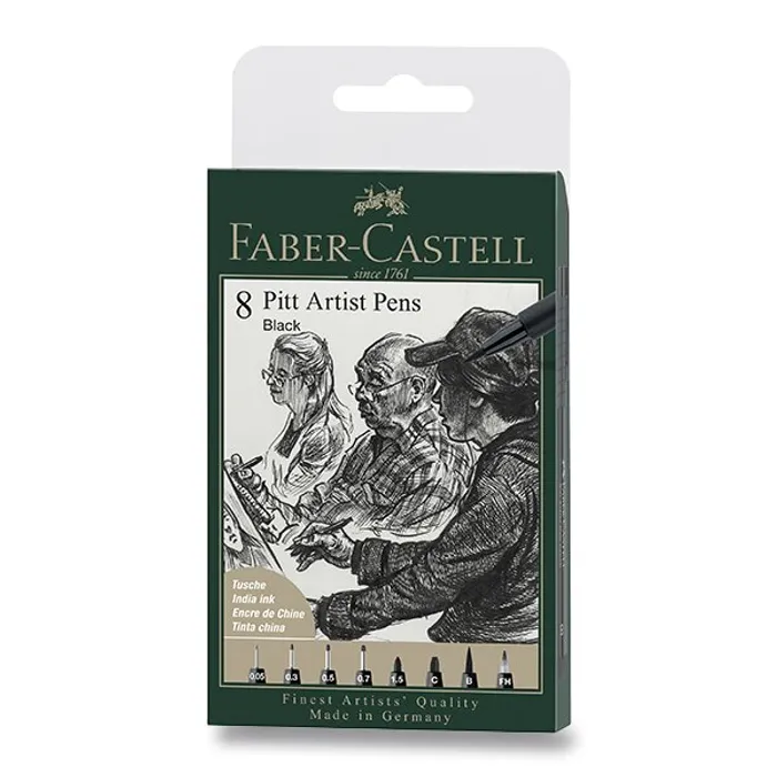 Hauptbild des Produkts Popisovač Faber-Castell Pitt Artist Pen sada 8 ks, různé hroty, černý