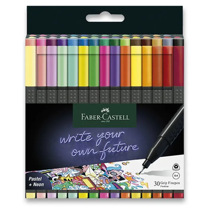 Hauptbild des Produkts Popisovač Grip Finepen, 0.4 mm, plastové pouzdro 30 ks Faber-Castell 151630