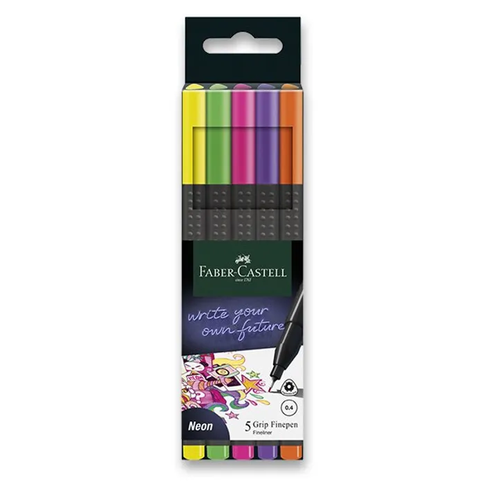 Hauptbild des Produkts Popisovač Grip Finepen Neon, 0.4 mm, plastové pouzdro 5 k Faber-Castell 151603