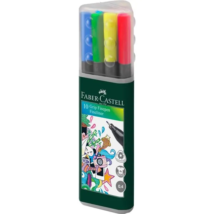Hauptbild des Produkts Popisovač Grip Sada 0.4mm, plastový box 10ks Faber Castell 151611