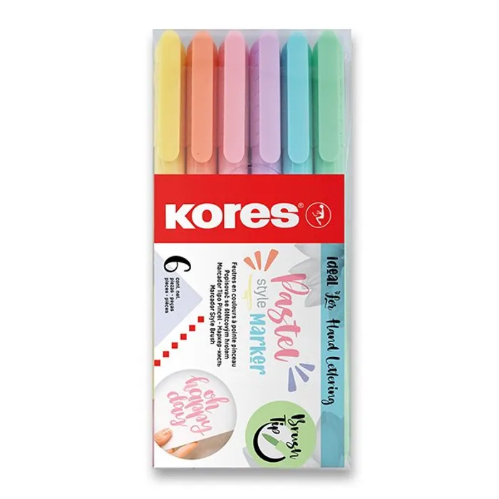 Hauptbild des Produkts Popisovač Kores Style Brush Marker Pastel, 6 barev