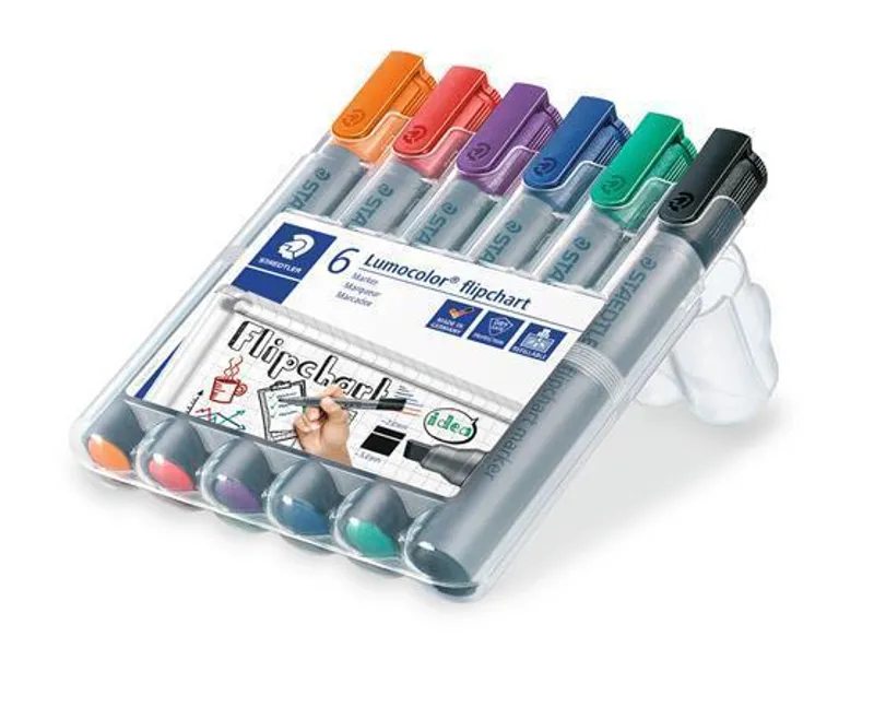 Hauptbild des Produkts Popisovač na flipchart "Lumocolor 356 B", sada, 6 barev, klínový hrot, STAEDTLER