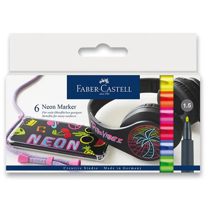 Hauptbild des Produkts Popisovač Neon, papírová krabička 6 ks Faber-Castell 160806