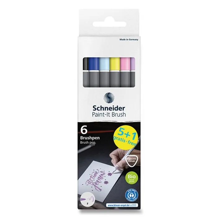 Hauptbild des Produkts Popisovač Schneider Paint-it 070 Brush sada, 6 ks, pastelové barvy