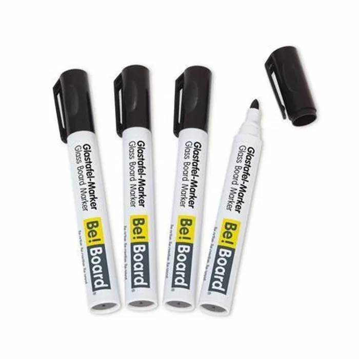 Hauptbild des Produkts Popisovače na skleněnou tabuli, černá, kulatý hrot 2-3 mm, na bílou skleněnou tabuli, 4 ks