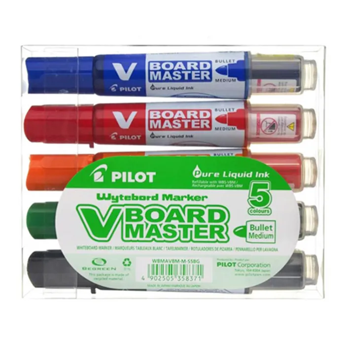 Hauptbild des Produkts Popisovače "V-Board Master" na bílou tabuli – sada, 5 barev, kuželový hrot, 2,3 mm, PILOT