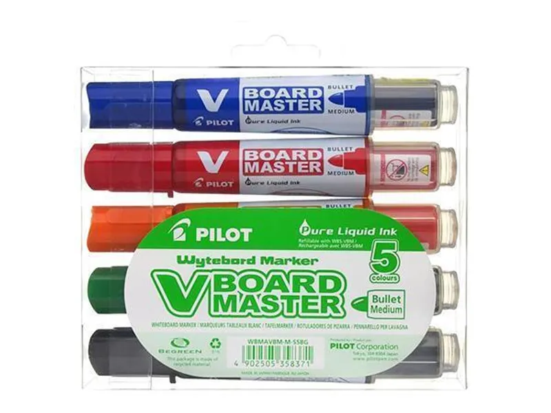 Hauptbild des Produkts Popisovače "V-Board Master" na bílou tabuli – sada, 5 barev, kuželový hrot, 2,3 mm, PILOT