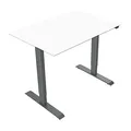 Arbeitstisch, weisse Tischplatte, 75x120cm, Reichweite 500 mm, grau, 70 kg Gewicht, ergo
