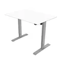 Arbeitstisch, weisse Tischplatte, 75x140cm, Reichweite 500 mm, grau, 70 kg Gewicht, ergo