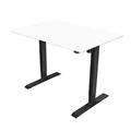 Arbeitstisch, weisse Tischplatte, 75x159cm, Reichweite 500 mm, schwarz, 70 kg Gewicht, ergo