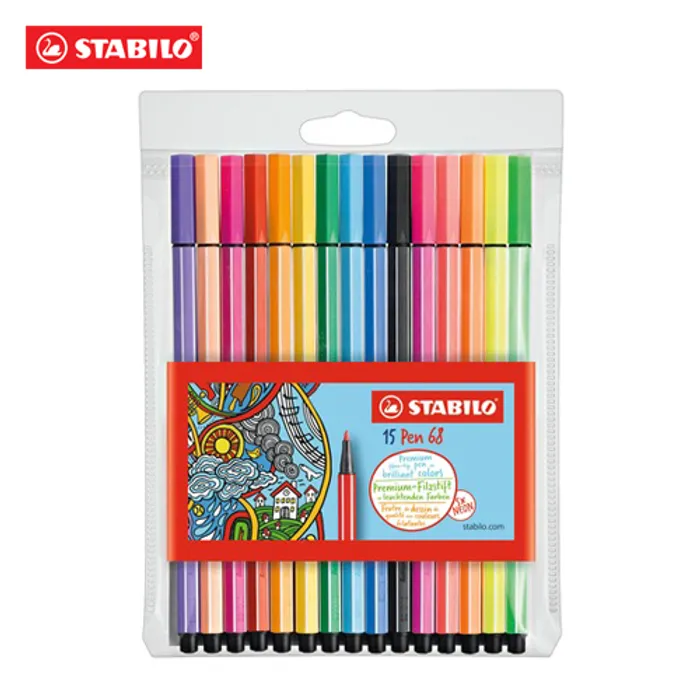 Hauptbild des Produkts Prémiový vláknový fix - STABILO Pen 68 - 15 barev včetně 5 neonových