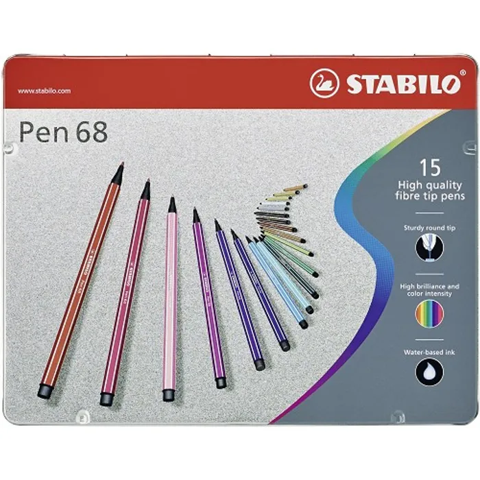 Hauptbild des Produkts Prémiový vláknový fix - STABILO Pen 68 - 15 ks sada v plechu