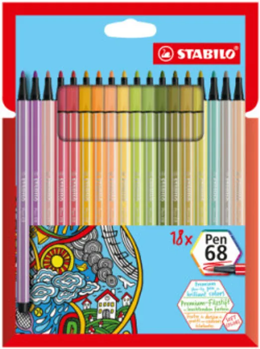 Hauptbild des Produkts Prémiový vláknový fix - STABILO Pen 68 - 18 ks sada