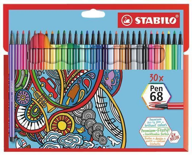 Hauptbild des Produkts Prémiový vláknový fix - STABILO Pen 68 - 30 ks sada