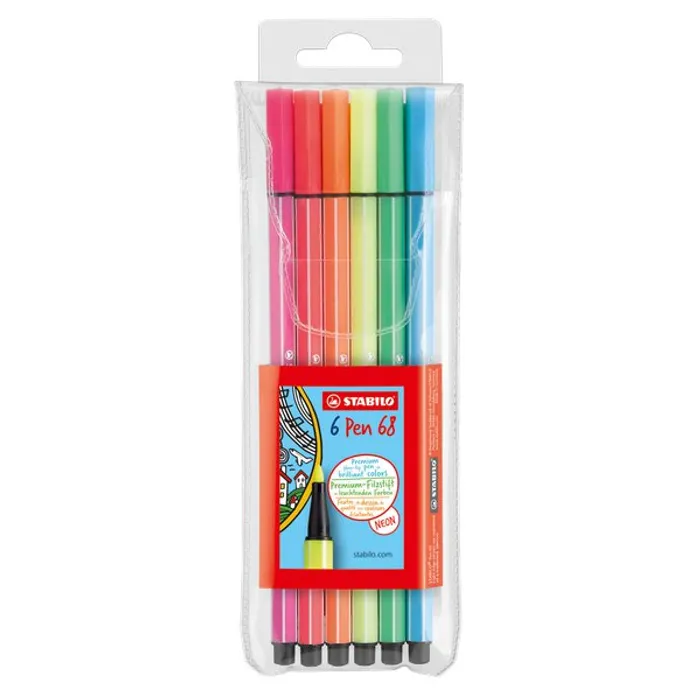 Hauptbild des Produkts Prémiový vláknový fix - STABILO Pen 68 - 6 neonových barev