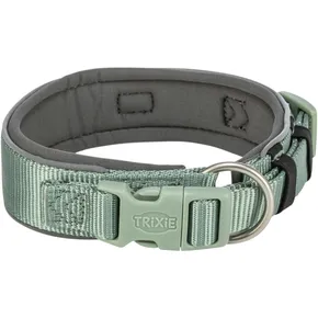 PREMIUM Halsband EXTRA breit, Salbei/Graphit S-M: 33-42 cm/35 mm