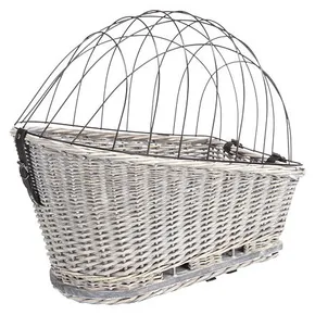 Transportkorb aus Weide für Fahrradheckträger - grau 35x49x55 cm (max. 8 kg)