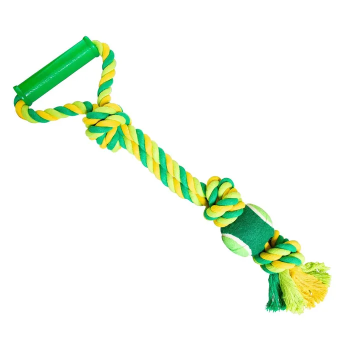 Hauptbild des Produkts Přetahovadlo s rukojetí HipHop 3 uzly, tenisák 45 cm / 310 g limetová, zelená