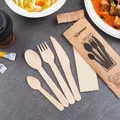 Weiteres Produktbild Besteckset (Holz FSC 100%) Messer-Gabel-Löffel-Kaffeelöffel+Serviette [50 Sets]
