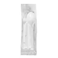 Besteckset (PP) wiederverwendbar Messer-Gabel-Löffel+Serviette weiß [250 Sets]