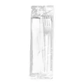 Weiteres Produktbild Besteckset (PP) wiederverwendbar Messer-Gabel+Serviette weiß [250 Sets]