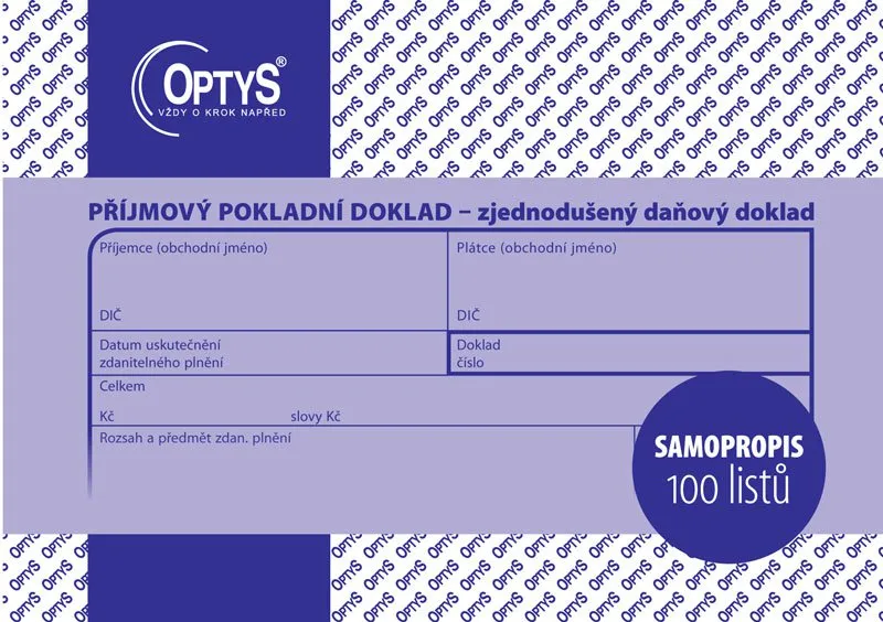 Hauptbild des Produkts Příjmový doklad A6, zjednodušený, samopropisovací, 100 listů 1304