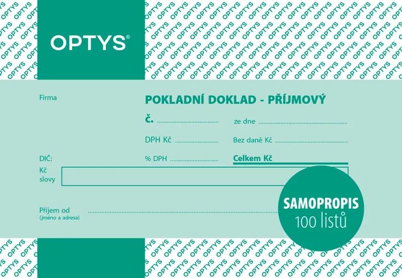 Hauptbild des Produkts Příjmový doklad s DPH A6, jednoduchý, samopropisovací, 100 listů 1068