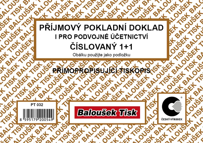 Hauptbild des Produkts Příjmový pokladní doklad i pro PÚ číslovaný PT032
