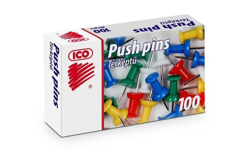Hauptbild des Produkts Připínáčky, mix barev, kulatá hlavička, 100ks, ICO