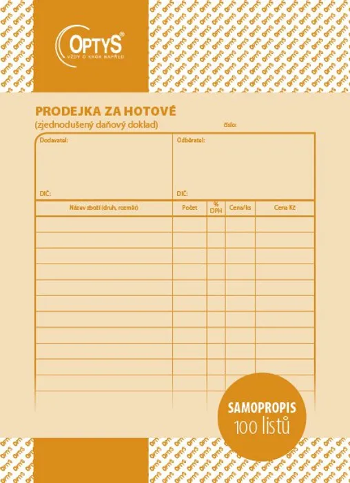 Hauptbild des Produkts Prodejka za hotové A5, samopropisovací, 100 listů 1088